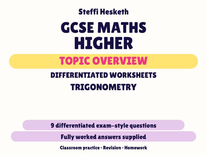 GCSE Higher Trigonometry | Topic Overview Differentiated Worksheet