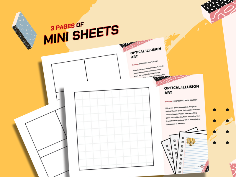 Optical Illusion Worksheets | KS3 KS4 GCSE | Middle & High School | Patterns 3 Exercises