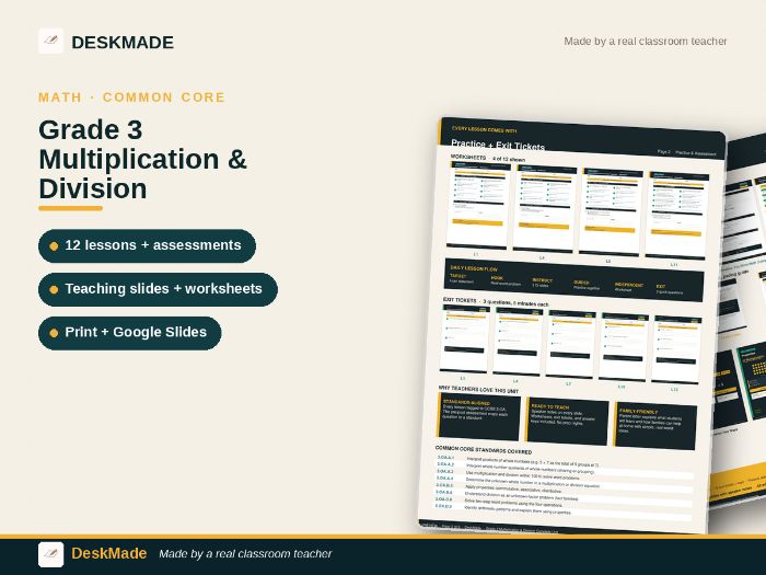 Grade 3 Multiplication & Division Complete Unit | 12 Lessons | CCSS 3.OA
