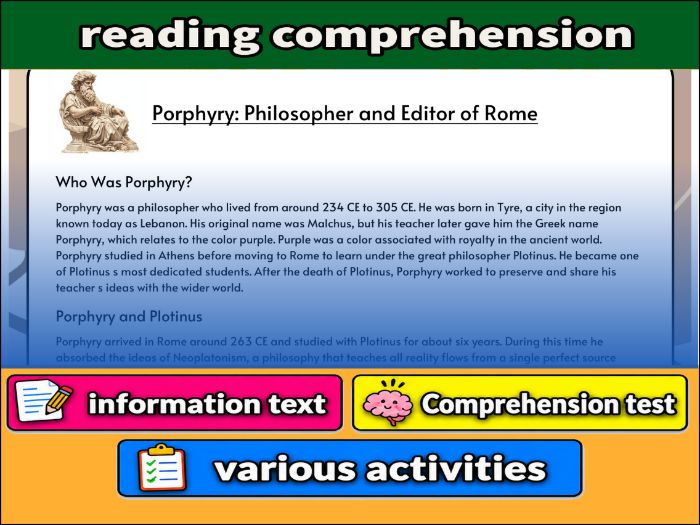 Porphyry: Philosopher and Editor of Rome- Reading Comprehension, Worksheet & Activities