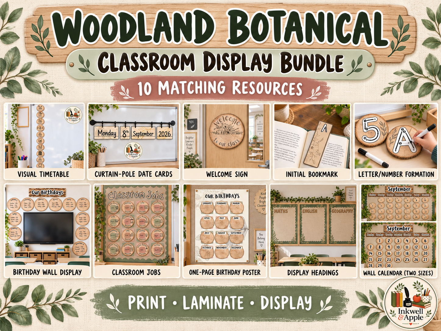 Woodland Botanicals Classroom Display Bundle