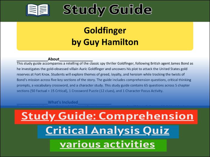 Study Guide for :Goldfinger by Guy Hamilton  & Comprehension Test
