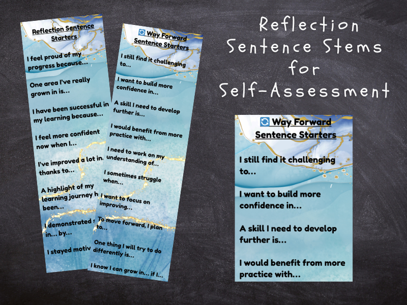 Reflection Sentence Stems Bookmark