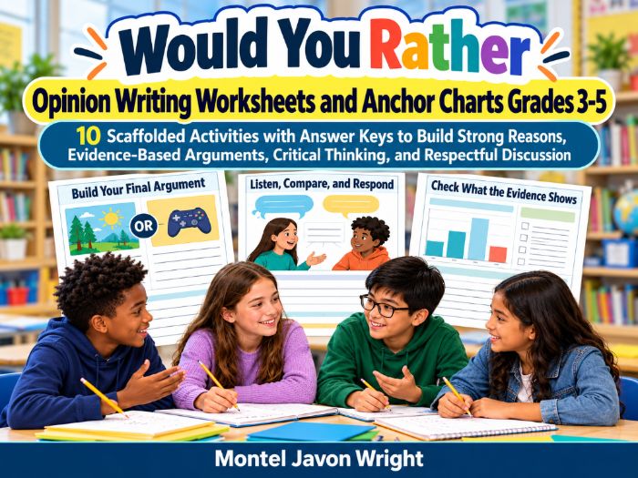 Net Graph Chart Would You Rather Opinion Writing Worksheets & Anchor Charts | Grades 3 ...