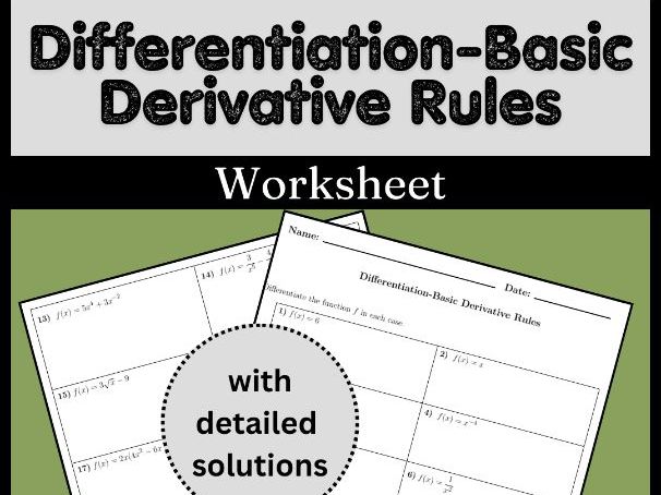 Differentiation-Basic Derivative Rules Worksheet (with solutions)