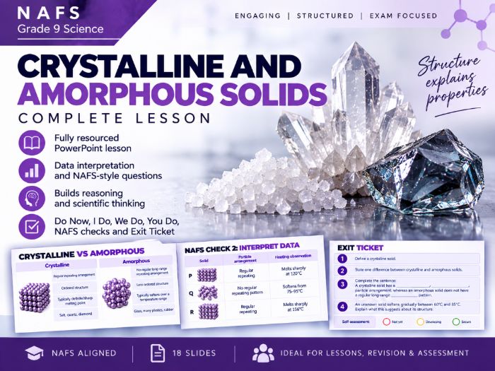 NAFS Grade 9 Science | Crystalline & Amorphous Solids | Complete Lesson