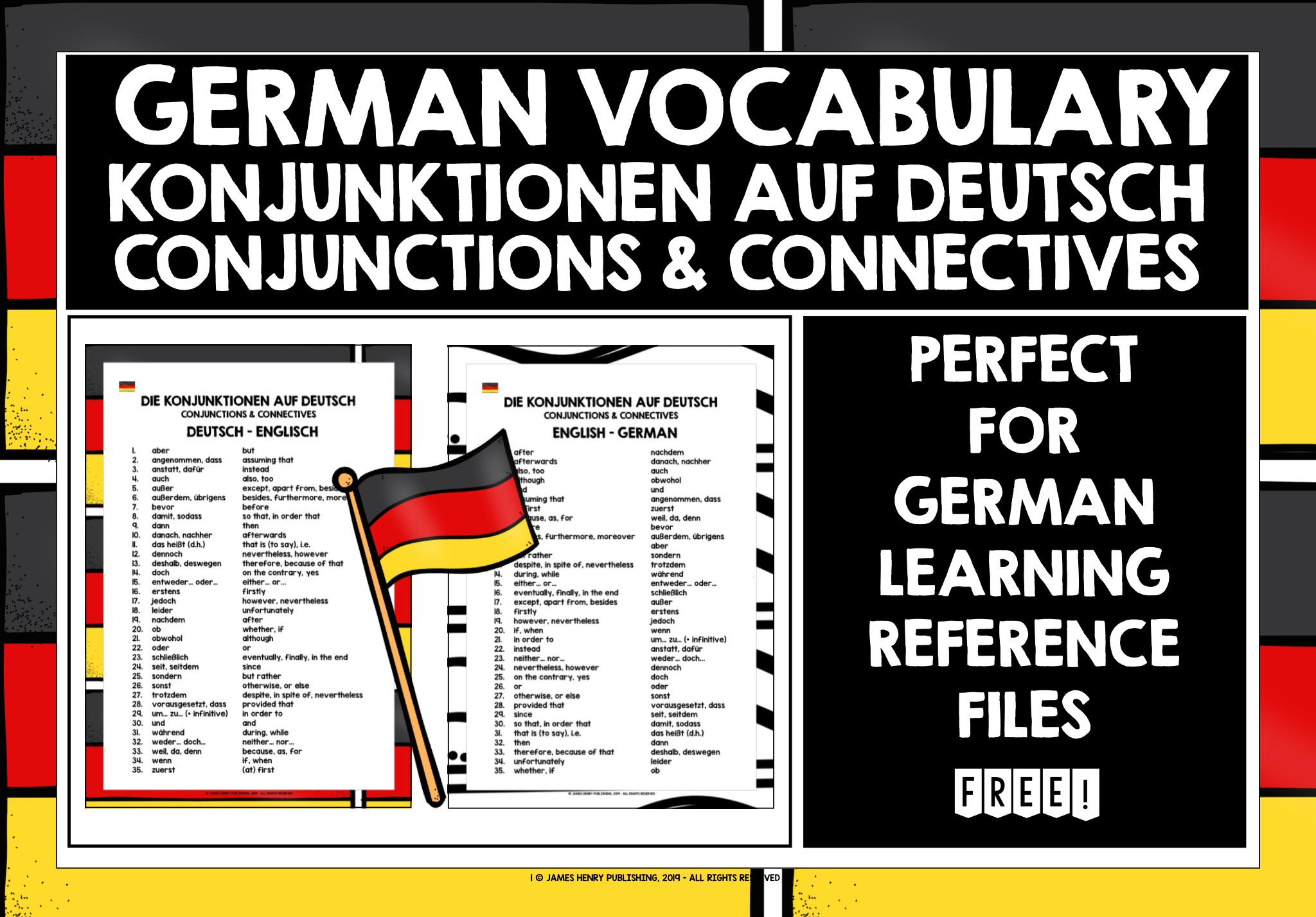 GERMAN CONJUNCTIONS CONNECTIVES FREEBIE Teaching Resources