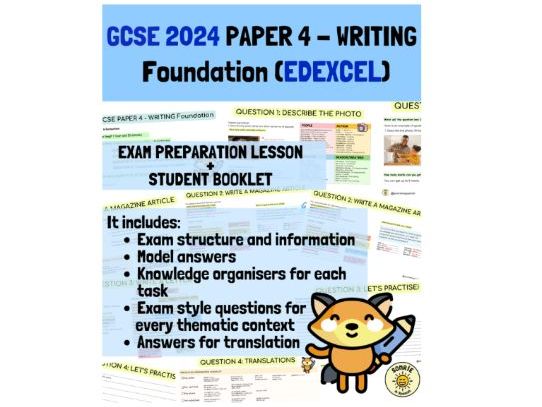 Spanish New GCSE 2024 Edexcel Writing Foundation lesson and student booklet Pearson