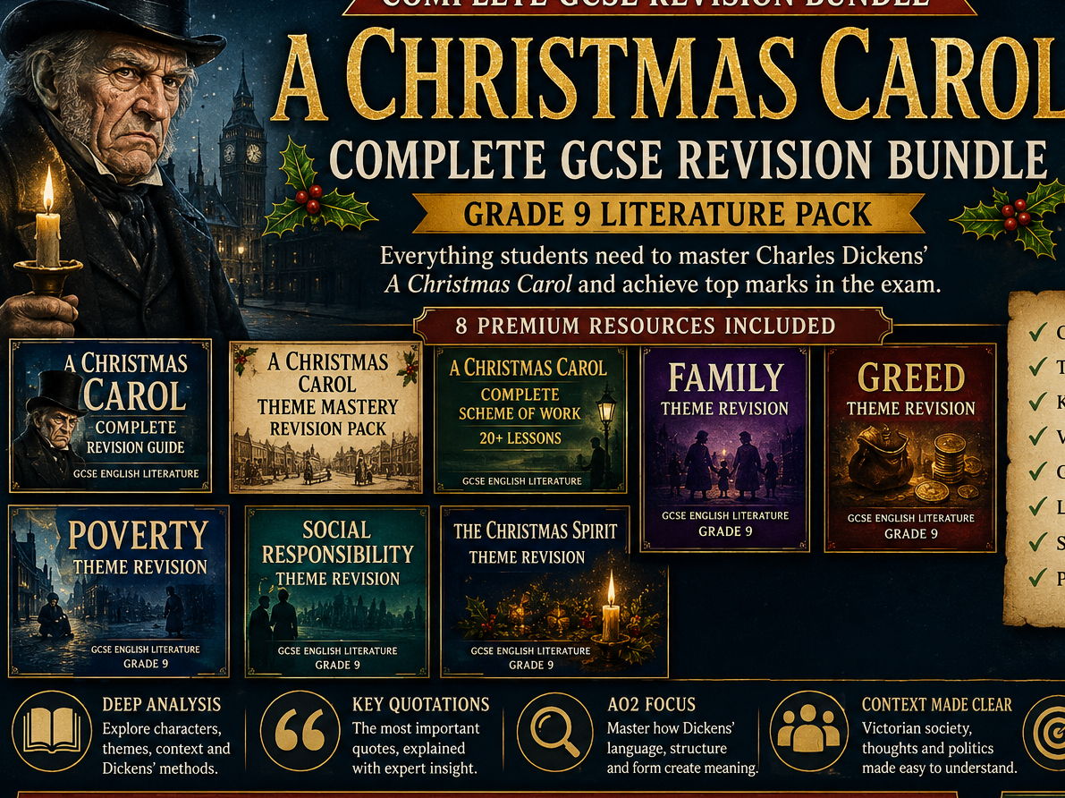 A Christmas Carol Complete GCSE Revision Bundle | Grade 9 Literature Pack