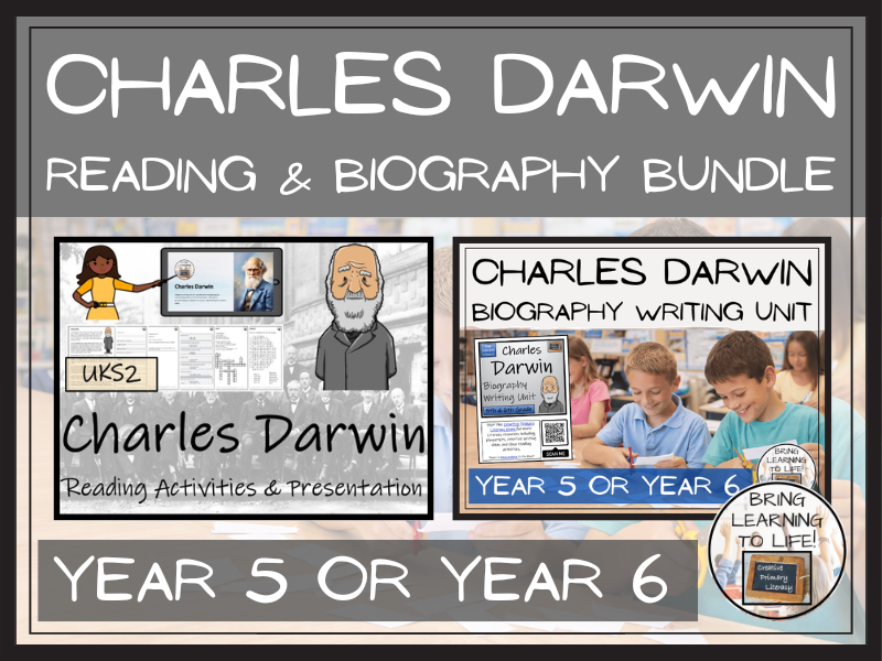 Charles Darwin Reading Comprehension and Biography Bundle | UKS2