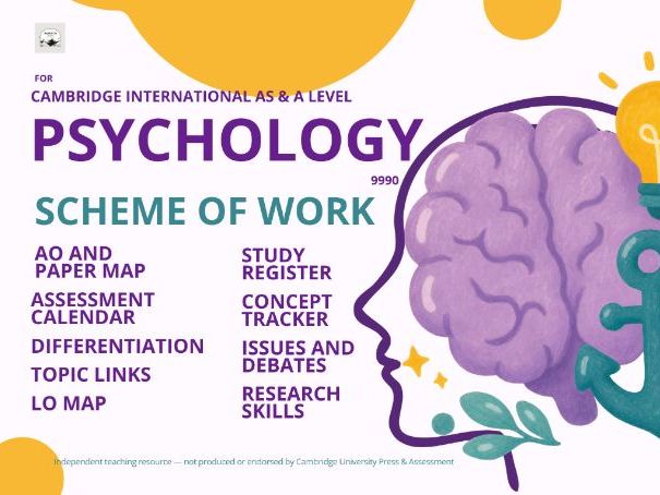 CAIE AS & A Level Psychology 9990 — Complete 2-Year Scheme of Work for 2027–2030 syllabus