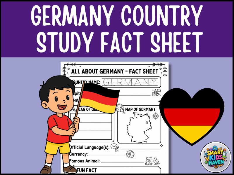 Germany Map and Flag Country Study Research Project Worksheet Geography Activity