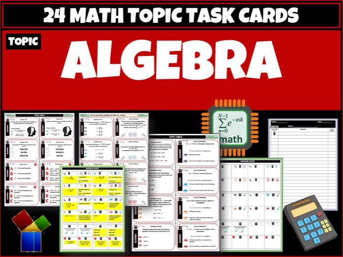 Algebra Maths Task Cards