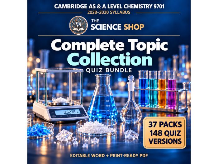 Chemistry 9701: All 37 Topic Quiz Packs Bundle | Cambridge AS & A Level