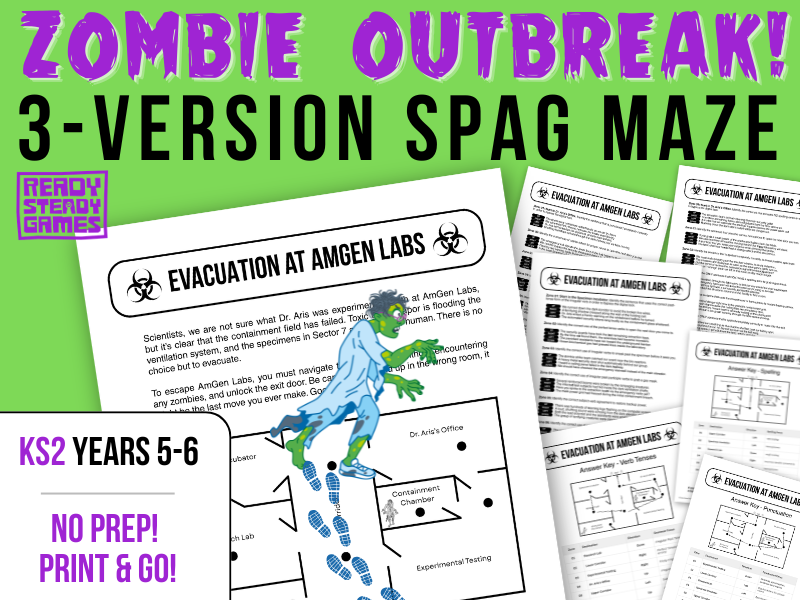 KS2 SPaG Grammar Maze | 3 Versions | Zombie Outbreak | Years 5–6