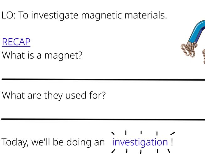 Year 3 Science - Investigating magnetic materials lesson