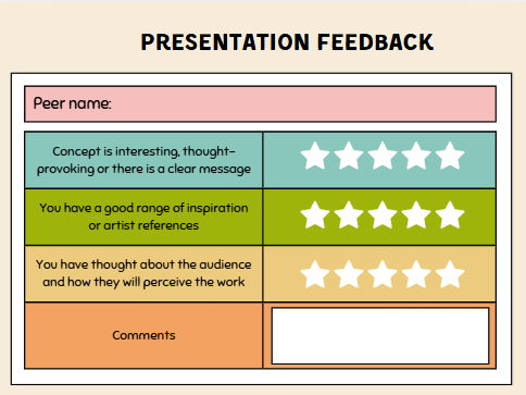 FREE Peer Feedback Cards for Creative Presentations | Art, Photography, Media & Design