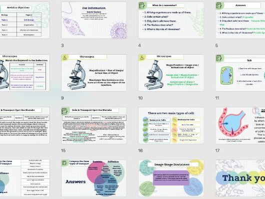 PPT- B1 Cells & Transport / Shorter Version / Biology Exam Revision / AQA/ GCSE