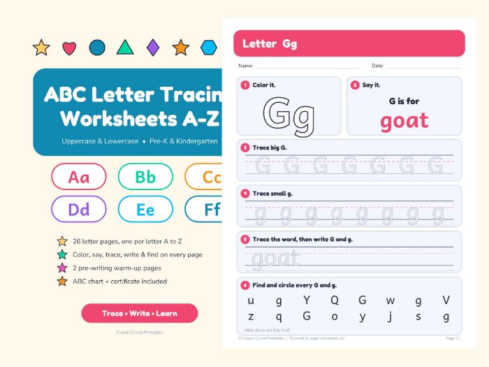 ABC Letter Tracing Worksheets A-Z | Alphabet Handwriting