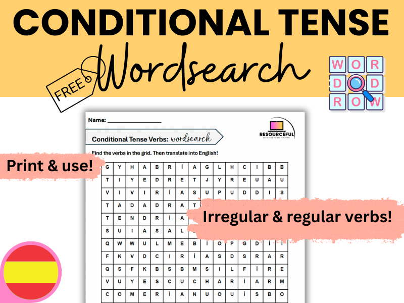 Spanish Conditional Verbs Wordsearch - FREE!