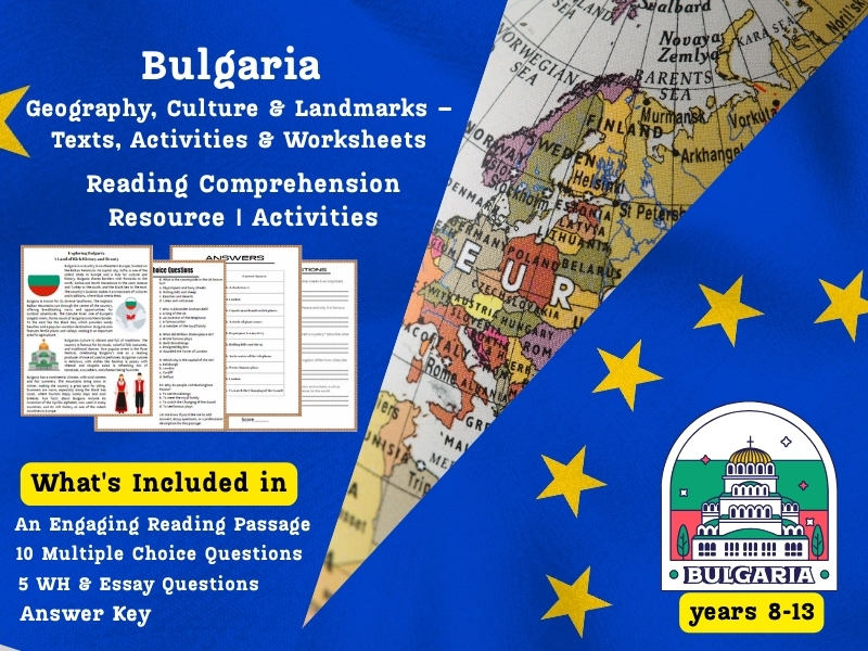 Bulgaria Reading Comprehension Pack: Geography, Culture & Landmarks – Activities & Worksheets
