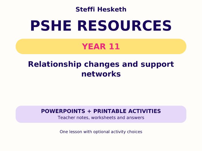 Year 11 PSHE: Relationship changes and support networks