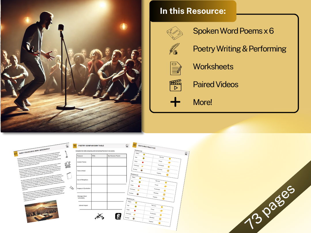 Spoken Word Poetry Bundle - ELA - 6 Poems + Writing & Performing