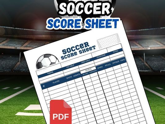 Soccer Score Sheet 8.5x11" | pdf digital download | Soccer coach | coaching score sheet
