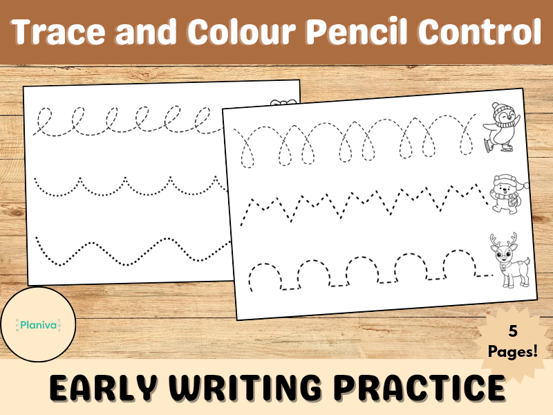 Winter Magic Trace and Colour Pencil Control – Early Writing Practice