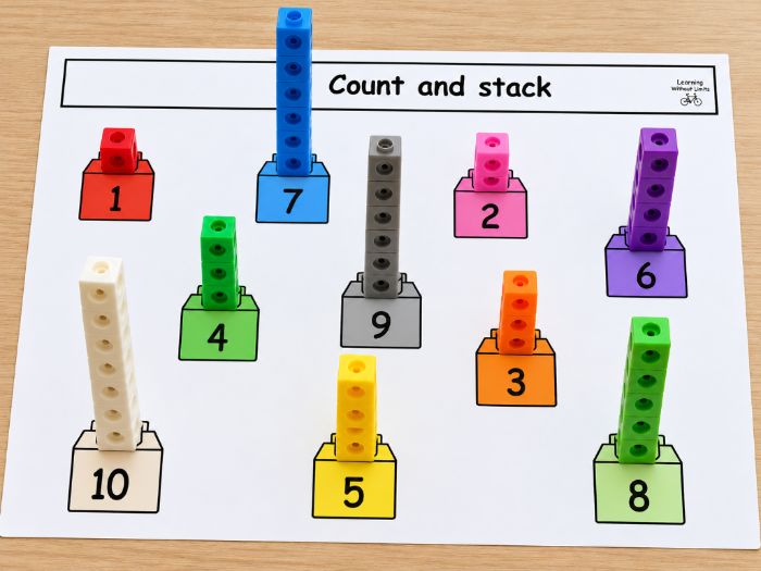 Count and stack- Counting to 10 with cubes