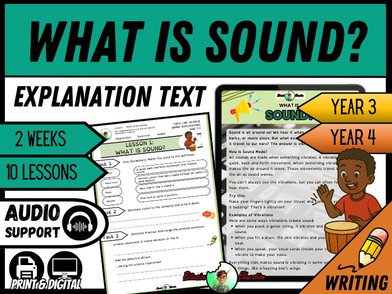 What Is Sound? | Explanation Writing Pack | Year 3/4