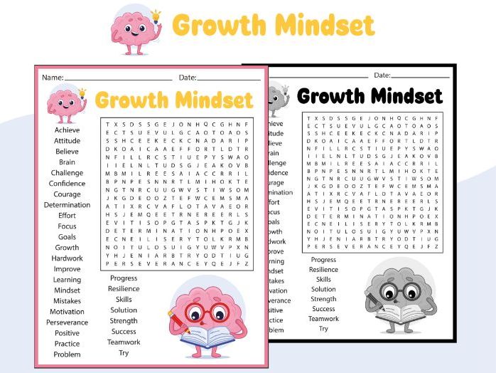 Growth Mindset Word Search | SEL Activities for Positive Thinking & Resilience