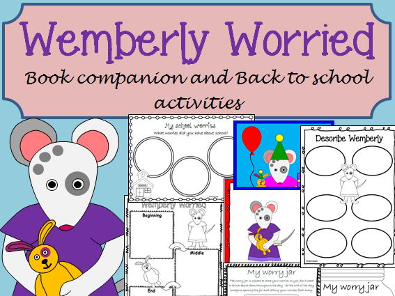 Wemberly Worried book companion with activities and sequencing