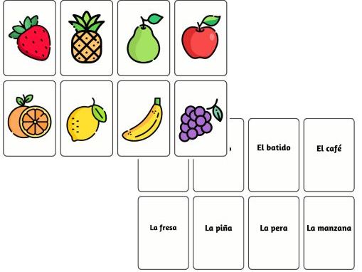 Spanish Food and Drink Matching Card Activity