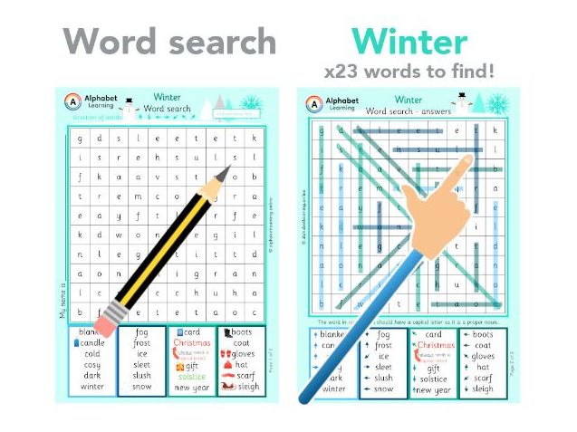 Wordsearch - Winter, x23 words to find