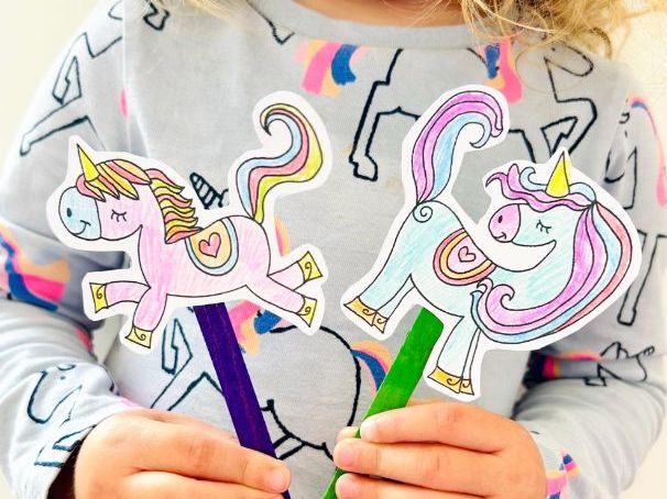 Unicorn Puppets Colour-In Activity