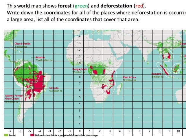 Amazon Rainforest themed coordinates activity