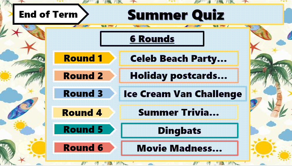 Summer End of Term Quiz 2022 Teaching Resources