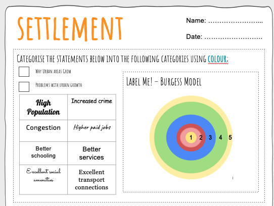 Settlement Worksheets - Differentiated