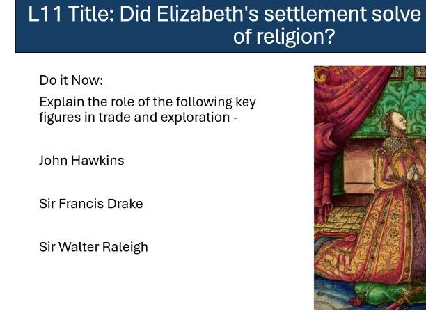 GCSE AQA History Elizabethan England, 1568-1603 3.1 Elizabeth's Religious Settlement