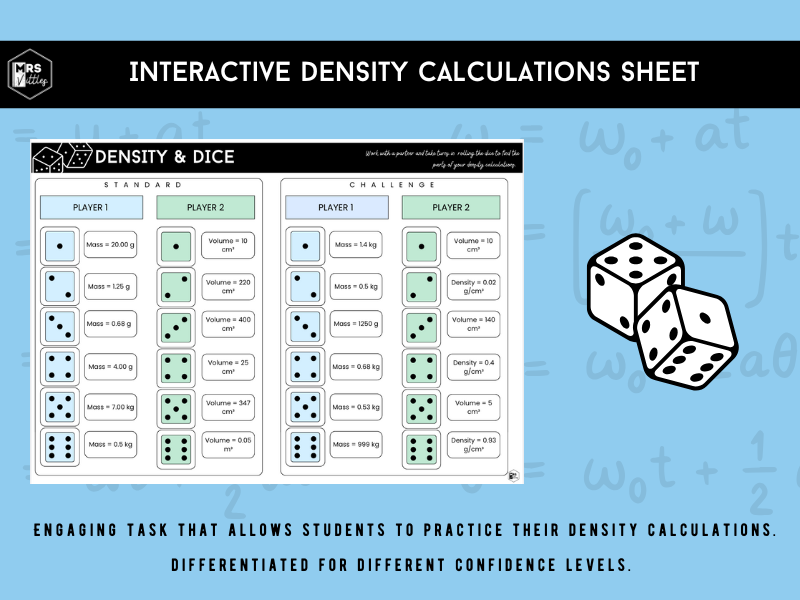 Density Caculations Worksheet