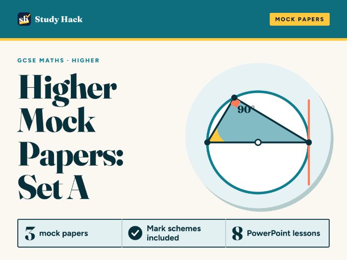 GCSE Maths Higher Mock Papers Set A (3 Papers and Worked Mark Schemes)