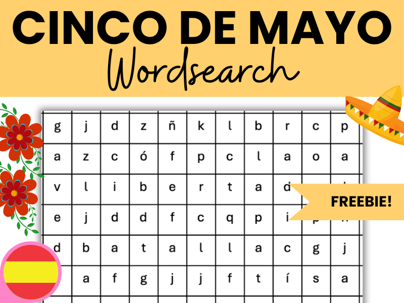 FREEBIE Spanish Cinco de Mayo Wordsearch