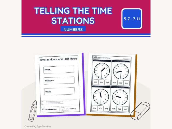 Telling the Time Stations | 46 No-Prep Sheets