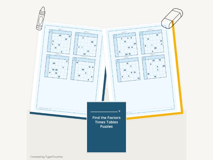 Find the Factors Times Tables Puzzles | 18 pp