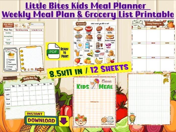 Little Bites Kids Meal Planner | Weekly Meal Plan & Grocery List Printable