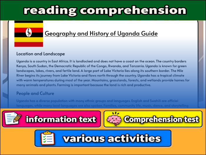 Geography and History of Uganda Guide- Reading Comprehension, Worksheet & Activities