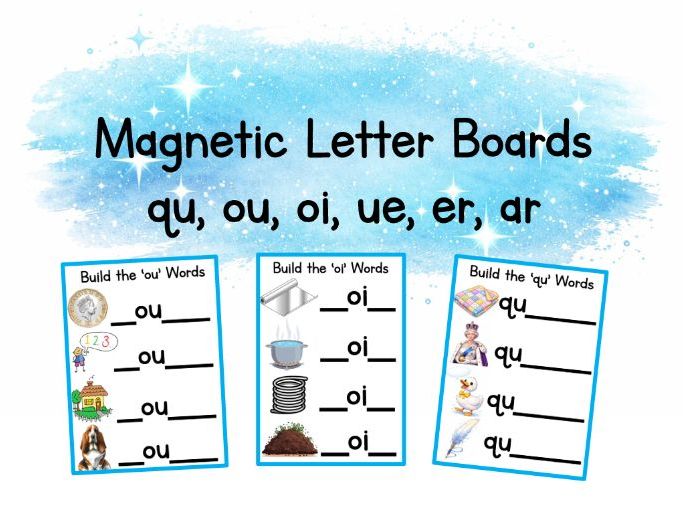 Magnetic Letter Building Words (qu, ou, oi, ue, er, ar)