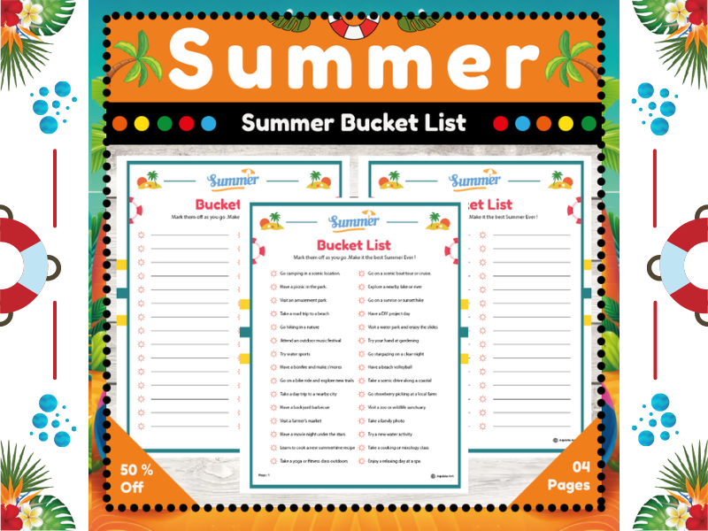 Summer Break Bucket List : No Prep End of the Year Activities for Early Finisher