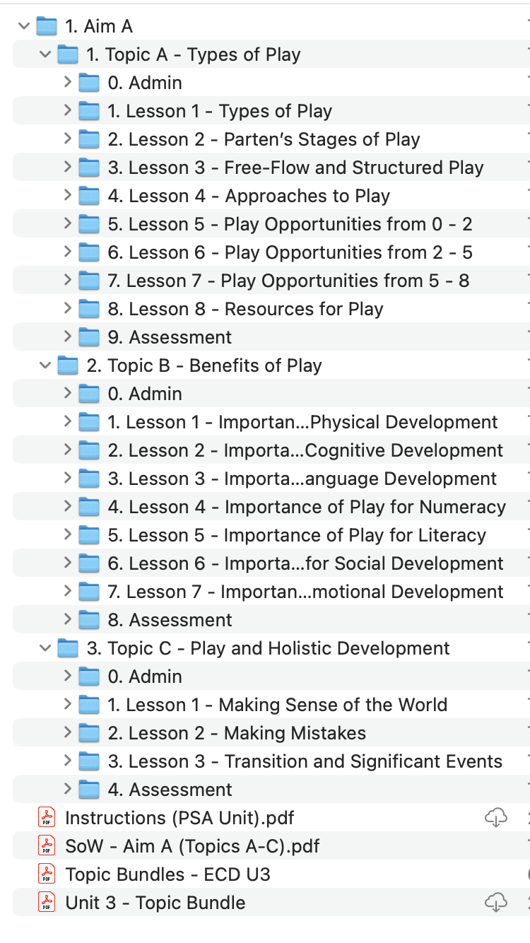 BTEC AAQ Early Childhood Development - Unit 3 - Aim A (Bundle)